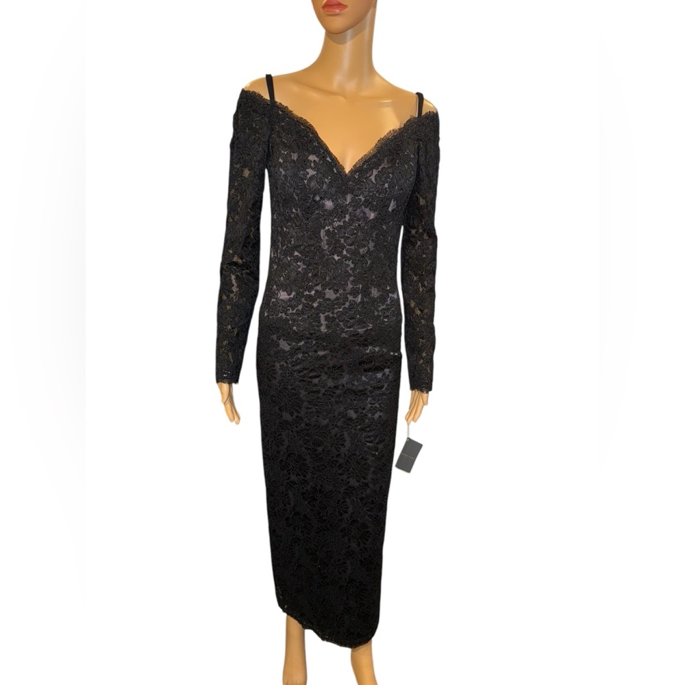 ROSE TAFT COUTURE embroidered lace with Swarovski  crystals Off-Shoulder Dress